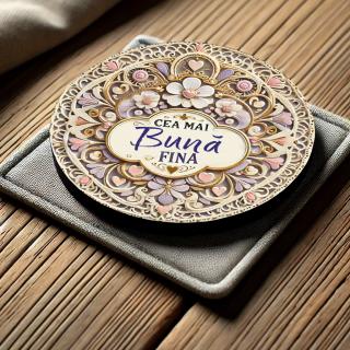 Cadou pentru Fina,   Set 5 Suporturi Pahar Personalizate cu Text