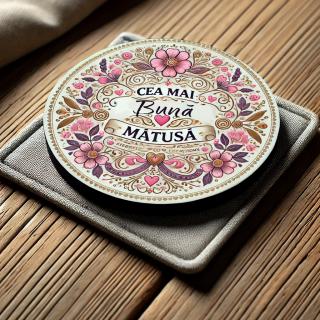 Cadou pentru Matusa,   Set 5 Suporturi Pahar Personalizate cu Text