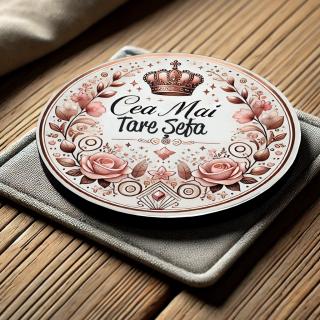 Cadou pentru Sefa ,   Set 5 Suporturi Pahar Personalizate cu Text