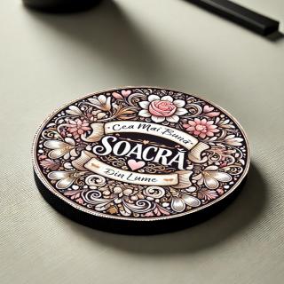 Cadou pentru Soacra,   Set 5 Suporturi Pahar Personalizate cu Text
