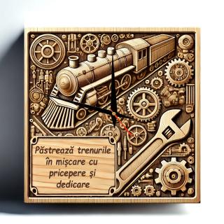 Ceas Personalizat ,   Cadou pentru Mecanic Tren cu Text Personalizabil
