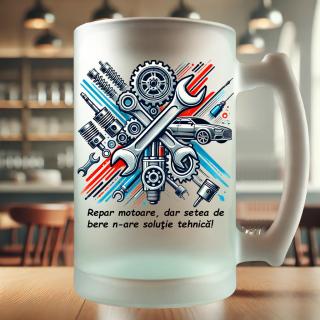 Halba Cadou pentru Mecanic Auto ,   Personalizata cu Grafica si Mesaj