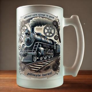 Halba Cadou pentru Mecanic Tren ,   Personalizata cu Grafica si Mesaj
