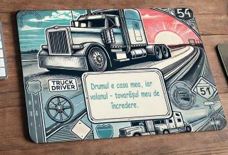Mousepad Personalizat ,   Cadou pentru Sofer Tir cu Text Personalizabil