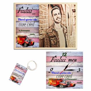 Set Cadou Personalizat Pentru Fiu Tablou Ceas Breloc