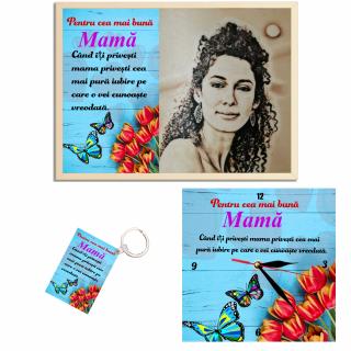 Set Cadou Personalizat Pentru Mama Tablou Ceas Breloc