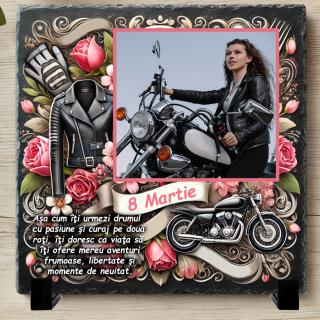 Tablou Ardezie Cadou Motociclista 8 Martie