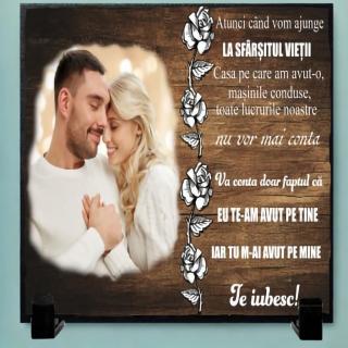 Tablou Ardezie Personalizat Cuplu ,   Cadou Romantic cu Poza si Mesaj  Atunci Cand