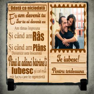 Tablou Ardezie Personalizat Cuplu ,   Cadou Romantic cu Poza si Mesaj  Ca Niciodata