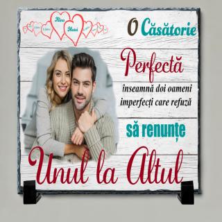 Tablou Ardezie Personalizat Cuplu ,   Cadou Romantic cu Poza si Mesaj   Casatorie