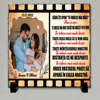 Tablou Ardezie Personalizat Cuplu ,   Cadou Romantic cu Poza si Mesaj   Iti Spun