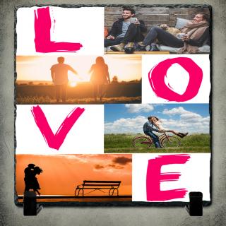 Tablou Ardezie Personalizat Cuplu ,   Cadou Romantic cu Poza si Mesaj  Love