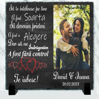 Tablou Ardezie Personalizat Cuplu ,   Cadou Romantic cu Poza si Mesaj   Niciodata