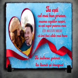 Tablou Ardezie Personalizat Cupluri ,   Cadou Romantic cu Poza si Mesaj