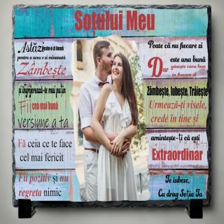 Tablou Ardezie Personalizat Sot ,   Cadou Romantic cu Poza si Mesaj