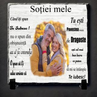 Tablou Ardezie Personalizat Sotie ,   Cadou Romantic cu Poza si Mesaj