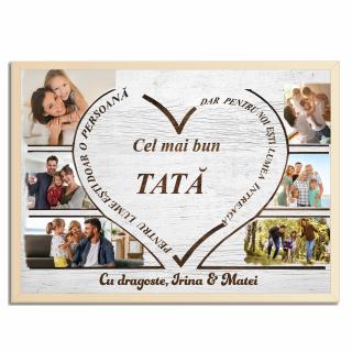 Tablou Lemn Personalizat Cadou Tata, 6 Poze