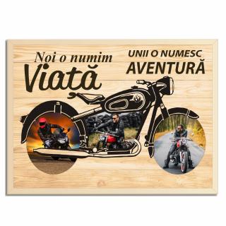 Tablou Personalizat Cadou Motociclist,3 Poze,Realizat pe Lemn