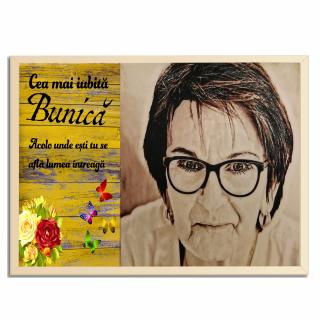 Tablou Personalizat Pentru Cadou Bunica, Realizat pe Lemn
