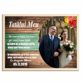 Tablou Personalizat  Pentru Cadou Tata,Realizat pe Lemn