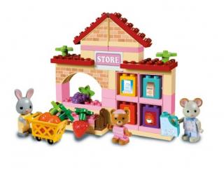 Set constructie cuburi Unico Maximilian Families Supermarket 60 piese