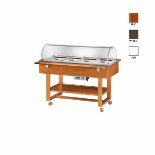 Bain marie cu structura din lemn, culoare bianco-alb, 4 x GN1 1, +30   C +90   C, ELC2832B