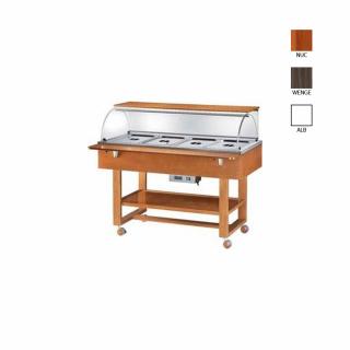 Bain marie cu structura din lemn, culoare bianco-alb, 4 x GN1 1, +30   C +90   C, ELC2834B