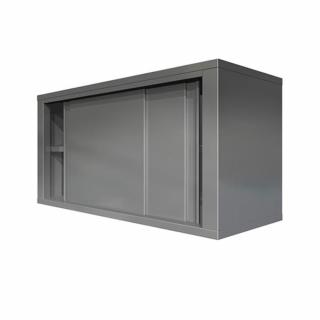 Dulap de perete suspendat din inox cu usi glisante si 2 polite, inaltimea 900mm