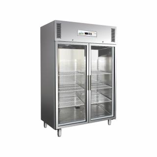 Dulap frigorific inox cu 2 usi din sticla, GN2 1, 1325 litri, -2+8   C