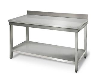 Masa de lucru inox cu polita si rebord, latimea de 700 mm