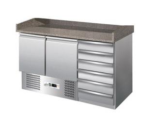 Masa pizza inox cu 2 usi, 257 litri, +2 +8   C