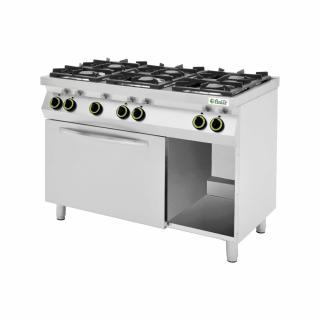 Masina de gatit pe gaz cu 6 arzatoare din fonta si cuptor electric, usa din inox, 0-300   C, 3     3,5 kW + 3     6 kW, CC76GFEV