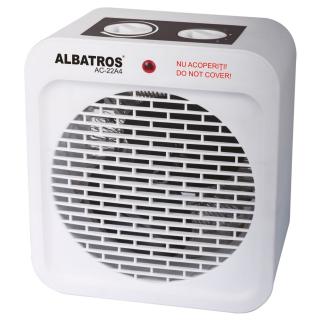 Aeroterma aer cald, electrica, Albatros AC-22A4, 2 trepte, 2 kW, 200 x 123 x 225 mm, termostat reglabil, Alb