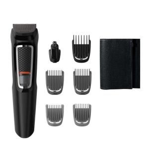 Aparat de tuns barba si parul Philips MG3720 15 Multigroom ,7 in 1,  Lame cu ascutire, acumulator, 2 piepteni aspect nebarbierit, 2 piepteni barba, 1 pieptene par, Negru