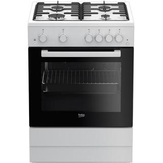 Aragaz Beko FSGT62110GWO, 4 arzatoare, Gaz, Aprindere electrica plita cuptor, Grill, Rotisor, 60 cm, Alb