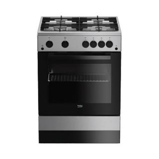 Aragaz Beko FSGT62130DXO, 4 arzatoare, Gaz, Aprindere electrica plita cuptor, Grill, Rotisor, 60 cm, Inox