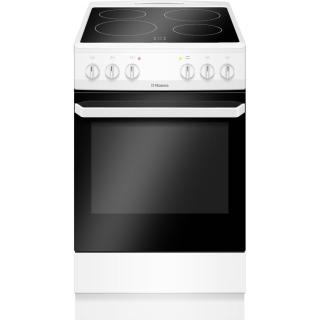 Aragaz Hansa FCCW56069, Vitroceramic, Electric, 4 zone de gatit, 62l, Heat Control, EasyClean, Supergrill, SteamCleaning, Clasa A, Alb