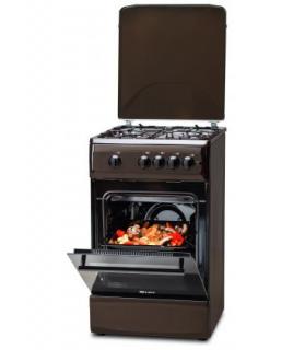 Aragaz LDK 5060 A Dark Brown RMV LPG, Gaz, 4 Arzatoare, Siguranta, Aprindere electrica, Capac metalic, 50x60 cm, Maro inchis