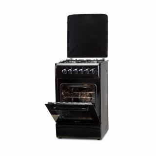 Aragaz LDK 5060 ECAI Black RMV, 4 Arzatoare, Capac metalic, Siguranta, Cuptor electric cu convectie, Aprindere electrica, Iluminare, 50 x 60 cm, Negru