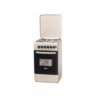 Aragaz LDK 5060 ECAI CREM RMV, 4 Arzatoare, Siguranta, Cuptor electric, Aprindere electrica, Iluminare cuptor, Capac metalic, 50 x 60 cm, Crem