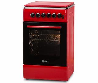 Aragaz LDK 5060 ECAI Red RMV, 4 Arzatoare, Siguranta, Cuptor electric, Aprindere, Iluminare, Capac metalic, 50 x 60 cm, Rosu
