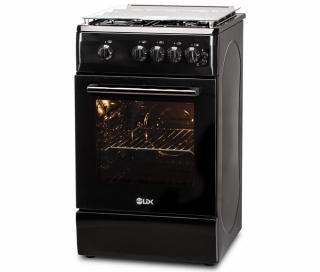 Aragaz LDK 5060 GRAI Black RMV, 4 Arzatoare, Siguranta, Grill, Rotisor, Aprindere, Iluminare, Capac sticla, Negru