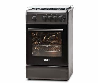 Aragaz LDK 5060 GRAI MAT BLACK RMV, 4 Arzatoare, Siguranta, Grill, Rotisor, Aprindere, Iluminare, Capac sticla, 50 x 60 cm, Negru