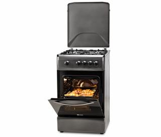 Aragaz LDK 5060 MAT Black RMV, 4 arzatoare, Capac metalic, Siguranta, Negru
