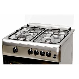 Aragaz LDK 6060 Grai IX RMV, 4 Arzatoare, Siguranta, Grill, Rotisor, Aprindere, Iluminare, Capac sticla, Inox