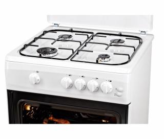 Aragaz LDK 6060 GRAI WH RMV, 4 Arzatoare, Capac metalic, Grill, Rotisor, Aprindere electrica, Iluminare, 60x60 cm,Alb