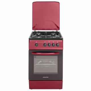 Aragaz NobelTek NLT 1065BD G1, Gaz, 4 arzatoare, Dispozitiv siguranta plita si cuptor, 50 x 60 cm, Rosu Bordeaux