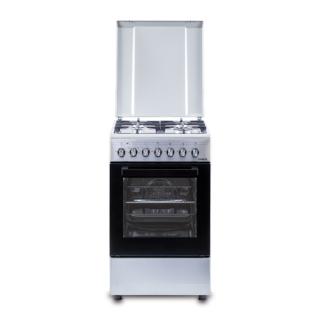 Aragaz Samus SM562AENS1 INOX, 4 arzatoare gaz, Gratare fonta, 7 functii, Cuptor electric, Aprindere electrica, Ventilator, Timer mecanic, Inox