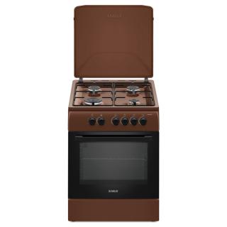 Aragaz Samus SM664MBS, 4 arzatoare gaz, cuptor gaz, timer, sigurante plita si cuptor, Maro