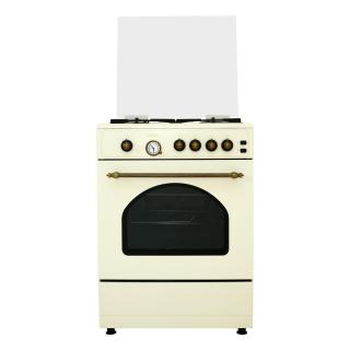 Aragaz Samus SR660G4C,4 arzatoare + cuptor pe gaz,Capacitate cuptor 55 litri,Aprindere electrica prin buton plita,Siguranta plita,Timer analogic A, sA  n stil rustic,Vintage Beige